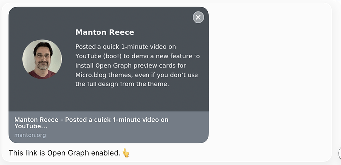 Fancy looking preview of a link to a blog post.