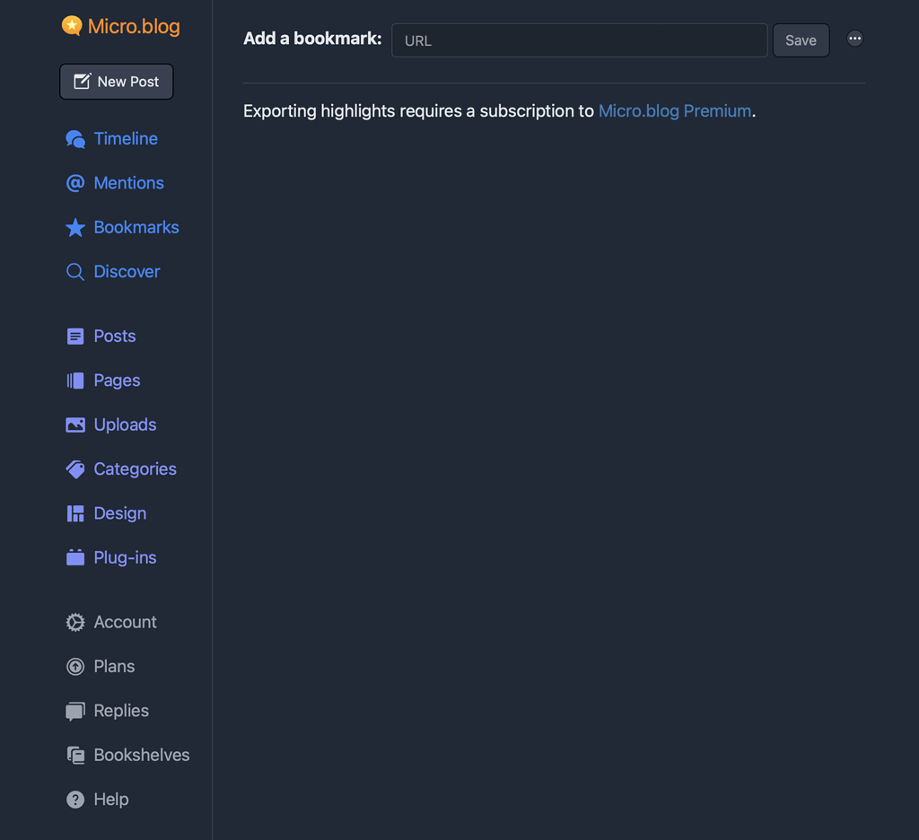 Exporting Bookmarks (nonpremium) Hosting on Micro.blog Micro.blog