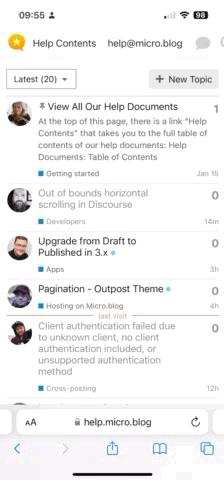 GIF showing horizontal viewport scrolling in Safari on iPhone